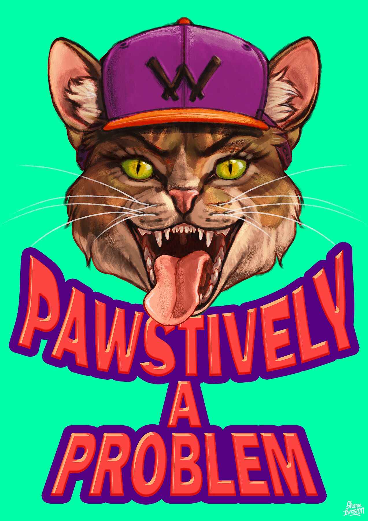 Pawstively A Problem – Sassy Cat Giclée Art